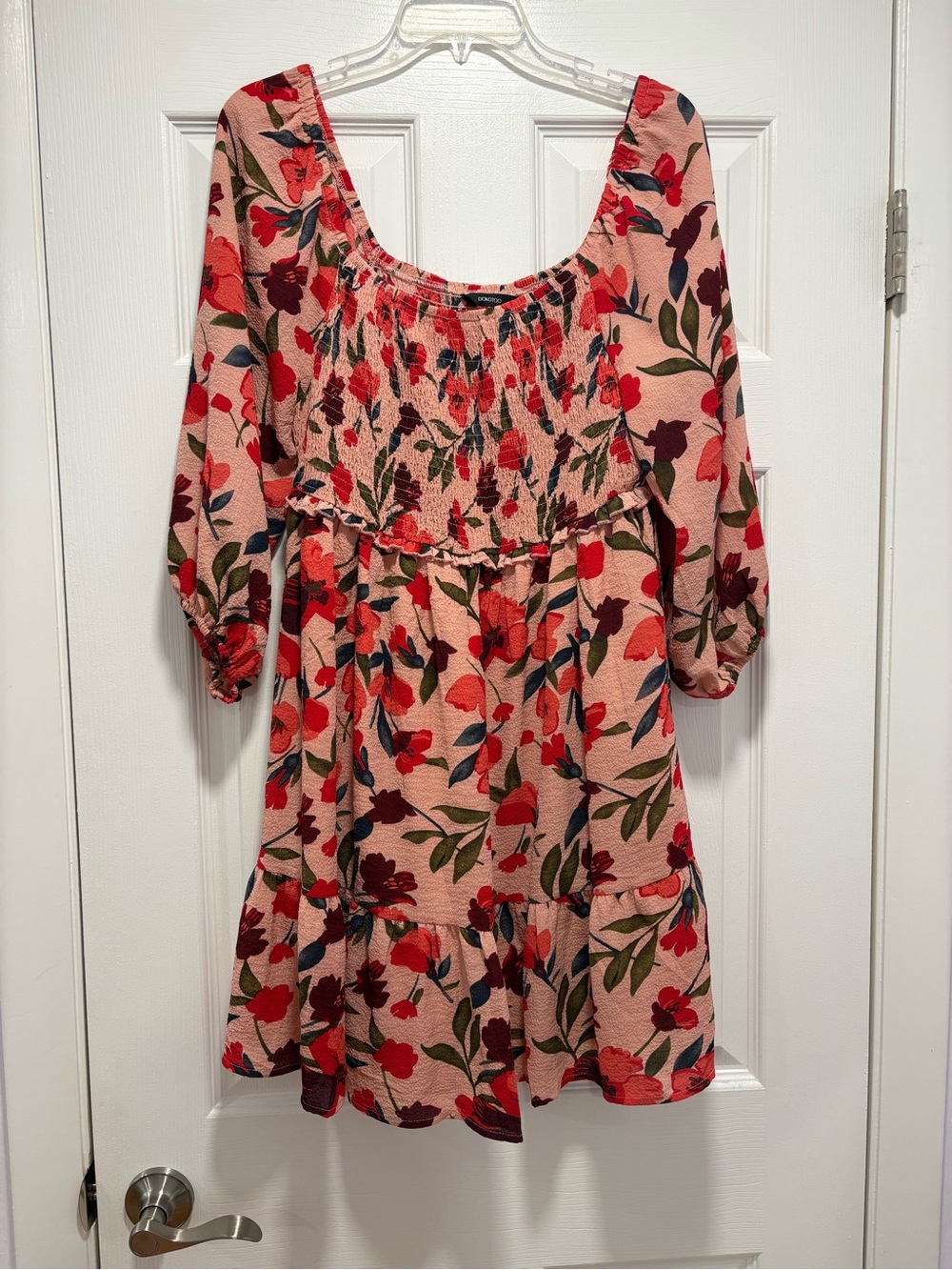 Women’s Floral Pink Smocked Dress